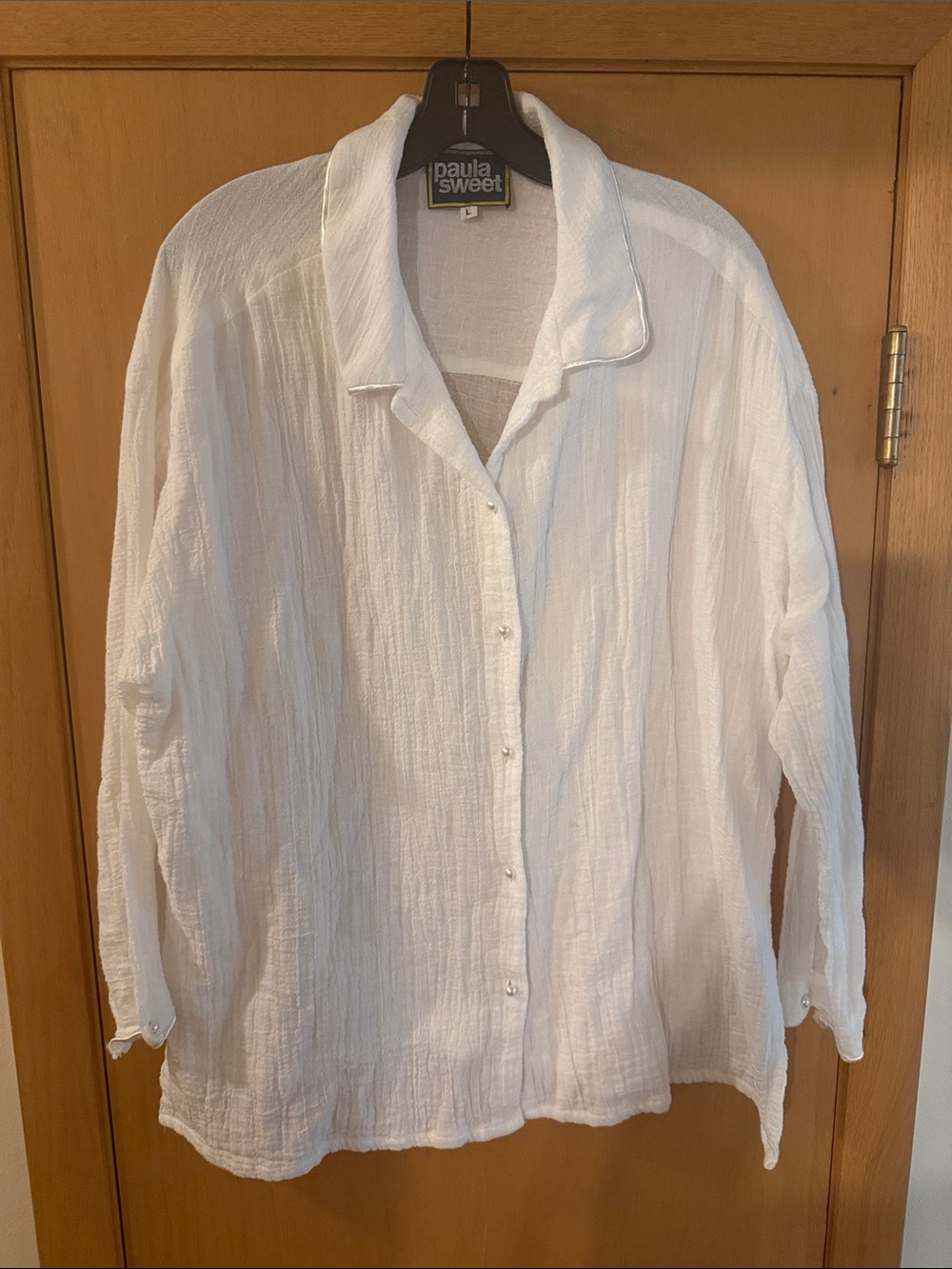 White Button-Front Women's Top